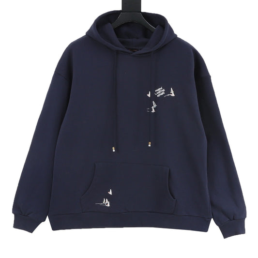 Louis Vuitton Sailboat Embroidered Hoodie - Navy front view