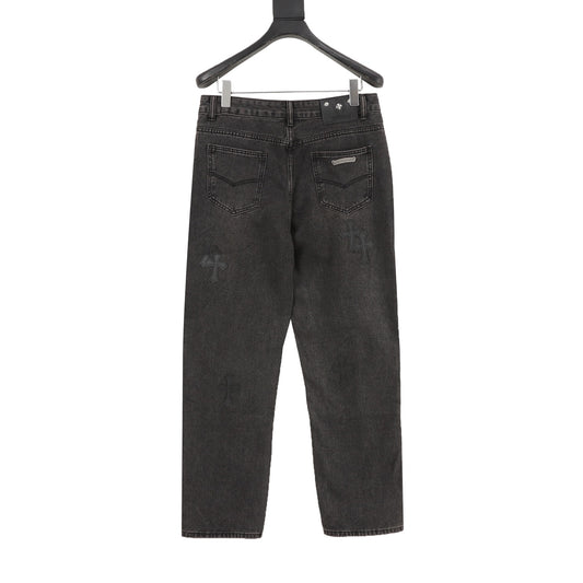 Chrome Hearts Cross Patch Embroidered Washed Jeans product detail 2