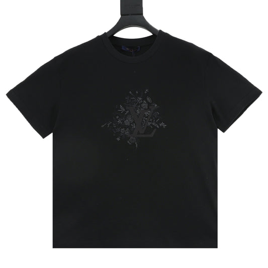 Louis Vuitton Bouquet Embroidered T-Shirt - Black front view