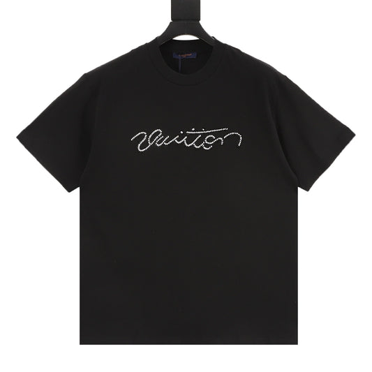 Louis Vuitton Crystal Handwritten Signature T-Shirt - Black front view