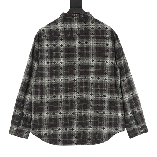 Chrome Hearts All-Over Check Cross Long-Sleeve Shirt product detail 2