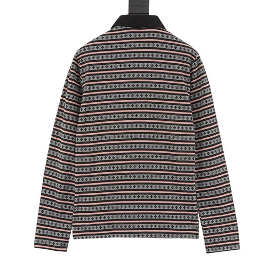 Chrome Hearts Striped Collar Long-Sleeve Polo Shirt product detail 2