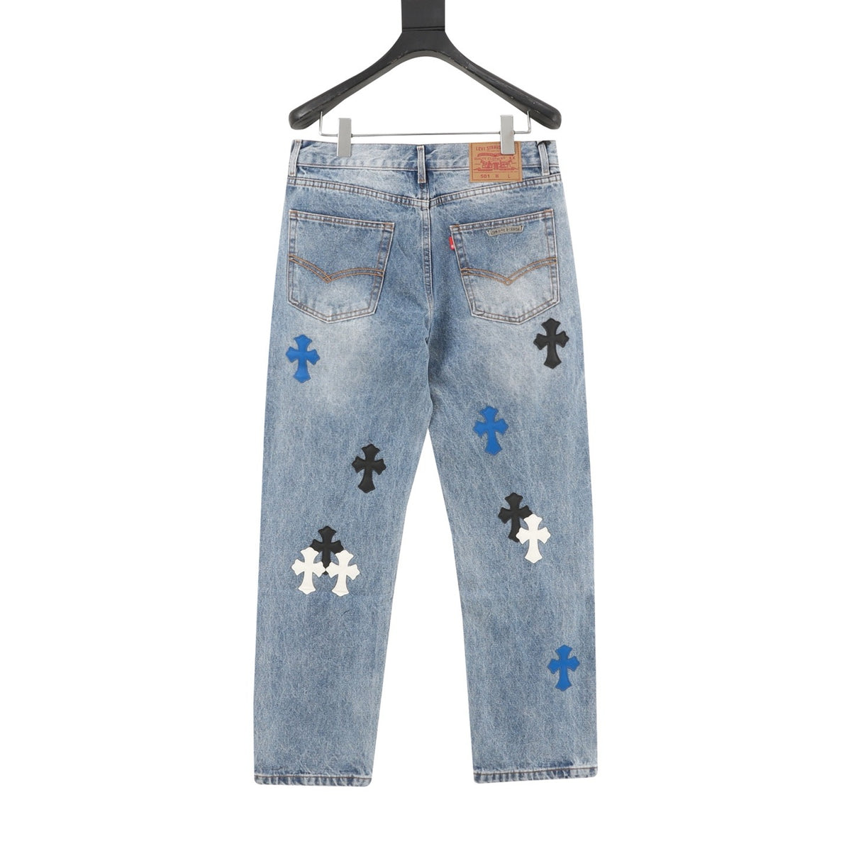 Chrome Hearts Cross Patch Embroidered Washed Jeans product detail 2