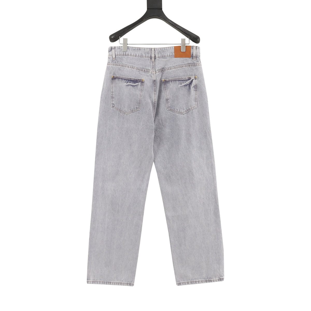 Louis Vuitton Leather-Patch Faded Denim Trousers - Blue product detail 2