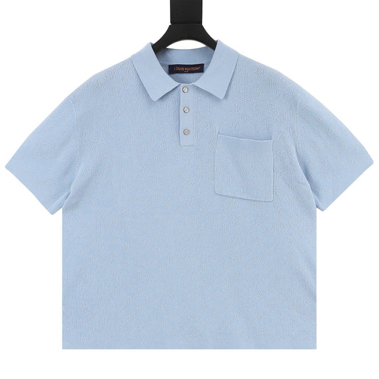 Louis Vuitton All-Over Mesh Short-Sleeve Polo - Black front view