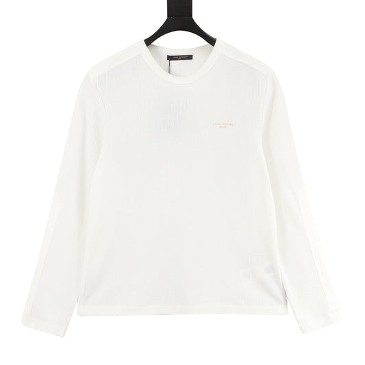 Louis Vuitton Waffle-Knit Embroidered Long-Sleeve T-Shirt - Black front view