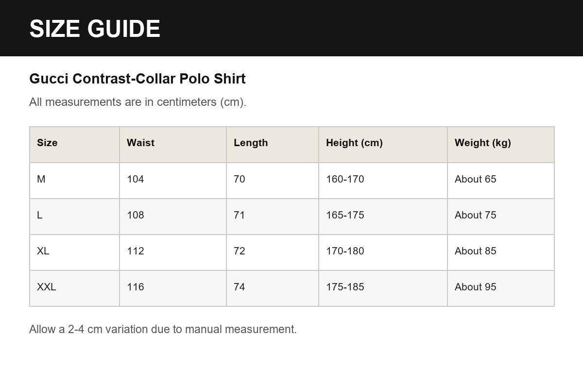 Gucci Contrast-Collar Polo Shirt English size guide