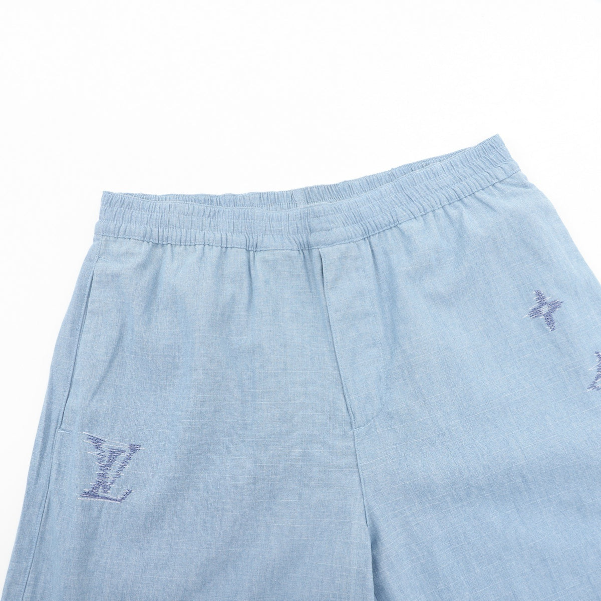 Louis Vuitton Embroidered Denim Shorts - Light Blue product detail 3