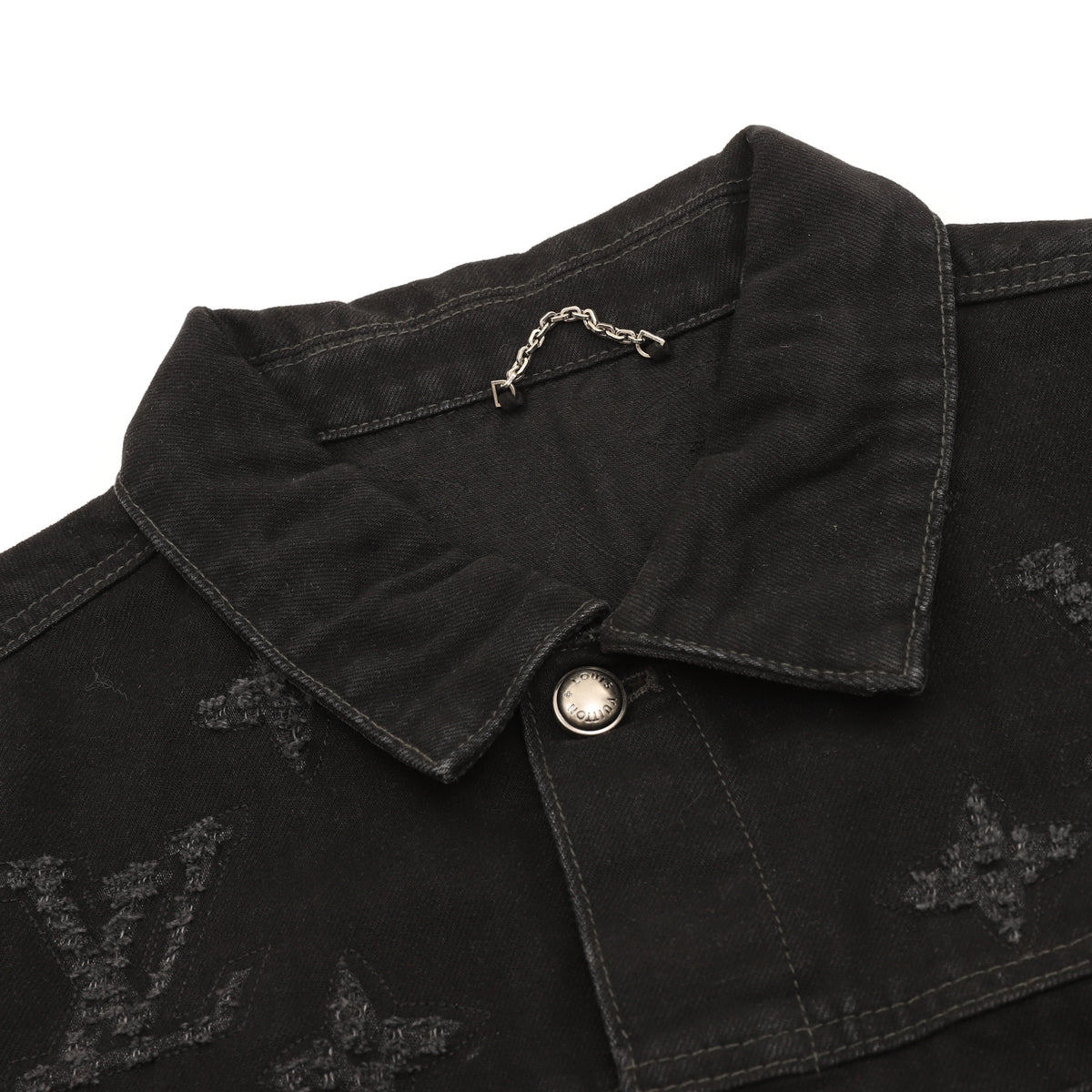 Louis Vuitton Monogram Distressed Denim Jacket - Black product detail 3