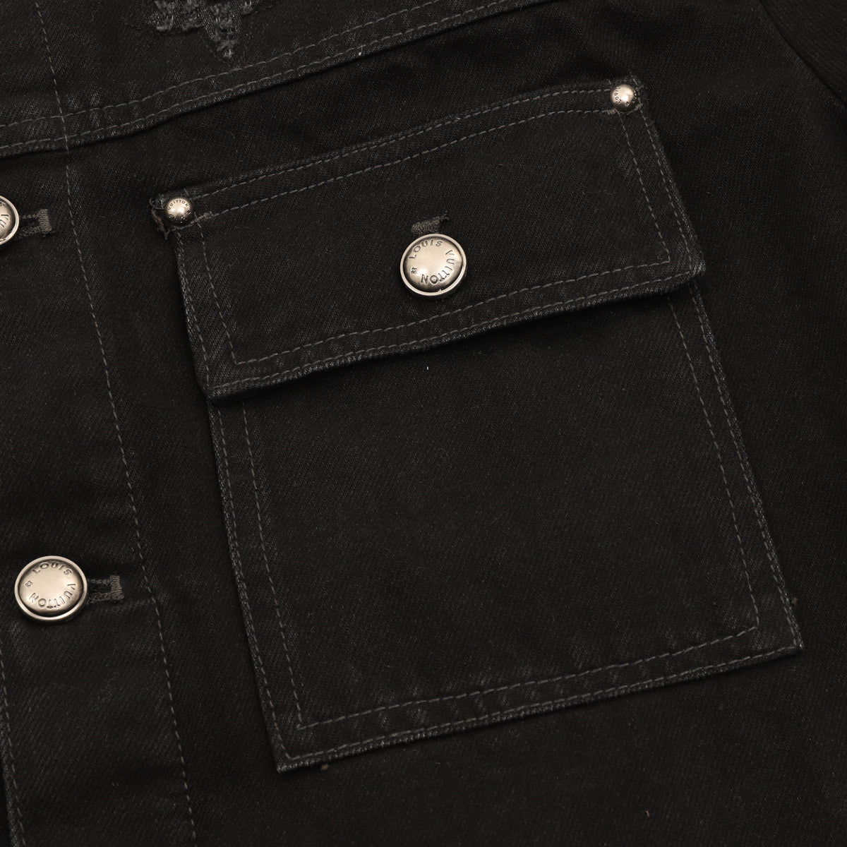 Louis Vuitton Monogram Distressed Denim Jacket - Black product detail 4