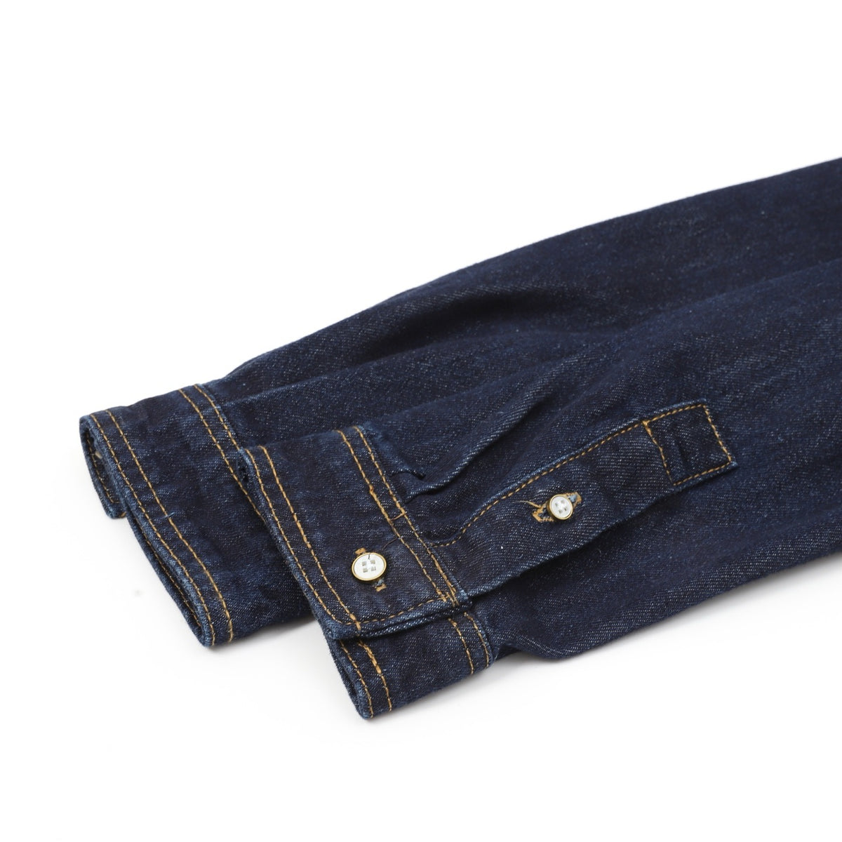 Louis Vuitton Leather-Patch Denim Long-Sleeve Shirt - Dark Blue product detail 4