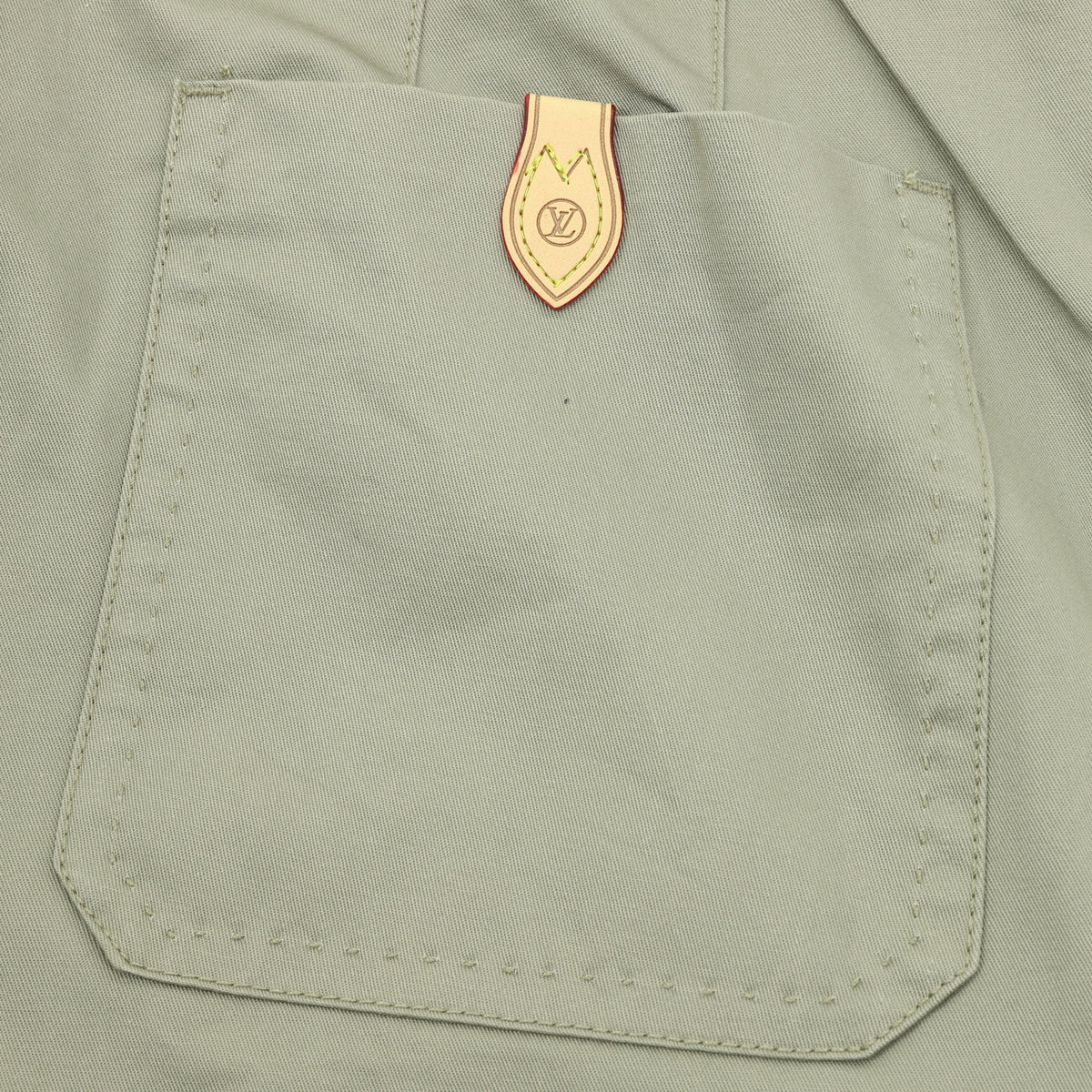 Louis Vuitton Leather-Pocket Silk-Cotton Crepe Trousers - Sage Green product image 13