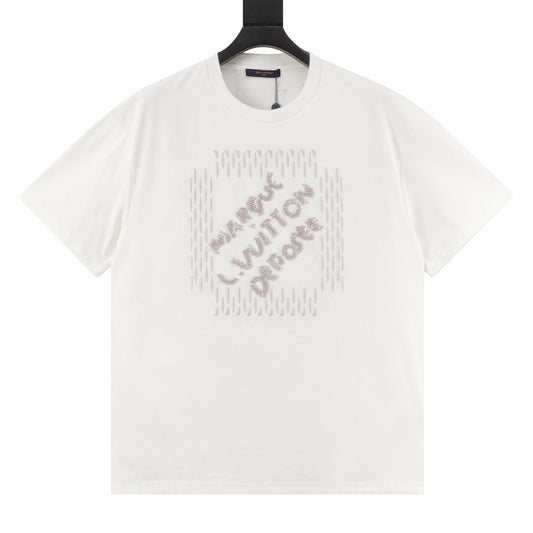 Louis Vuitton Tricolor Beaded Embroidered T-Shirt - Black front view