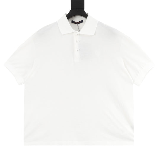 Louis Vuitton Damier Embroidered Pearl-Button Polo - Black front view