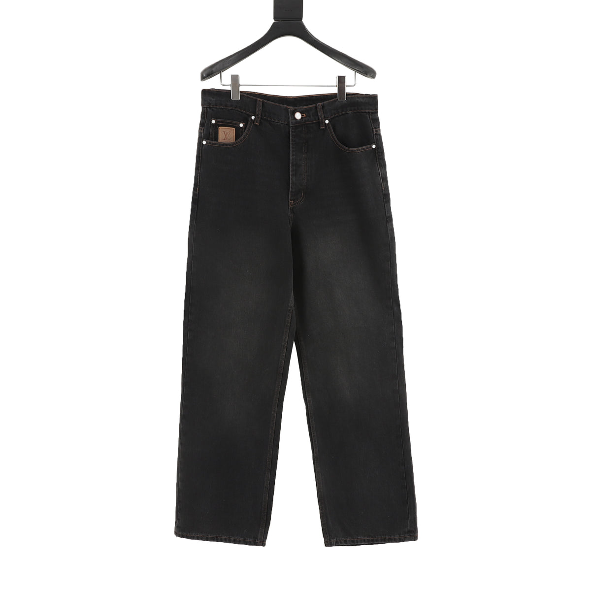 Louis Vuitton Back-Pocket Embroidered Skate Jeans - Black front view