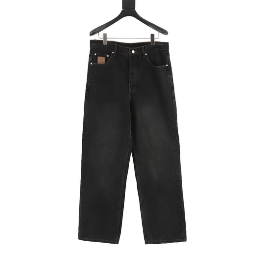 Louis Vuitton Back-Pocket Embroidered Skate Jeans - Black front view
